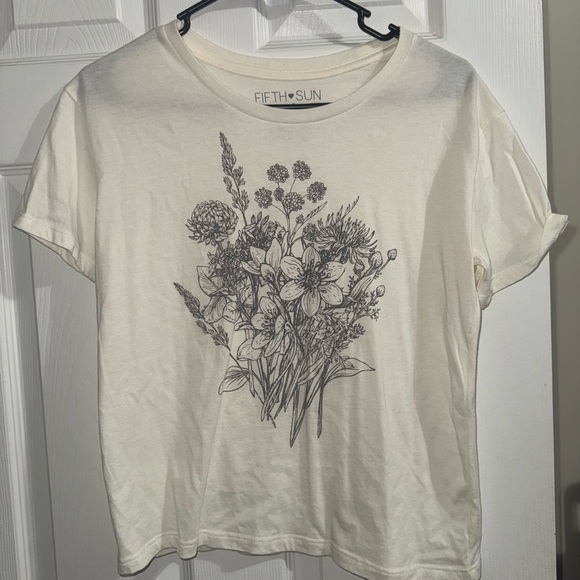 Fifth Sun Tops - Fifth Sun Ivory Floral Print Tee